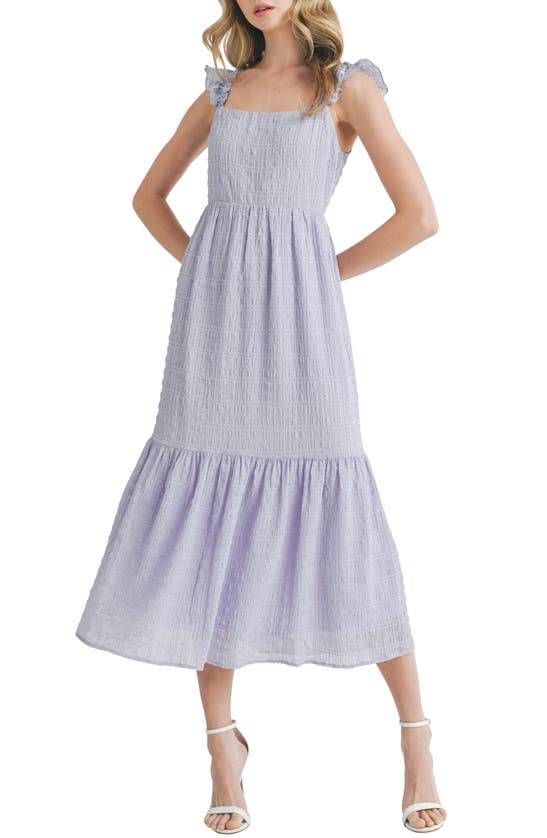Lush Ruffle Strap Midi Dress In Lavender