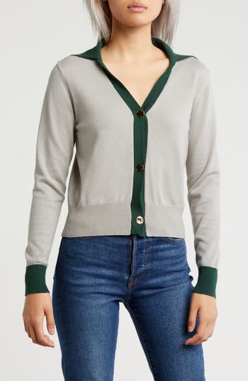 Area Stars Trina Bf Knit Button-up Sweater In Grey Green