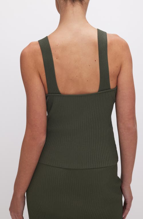 Good American Shine Rib Tank In Fatigue001