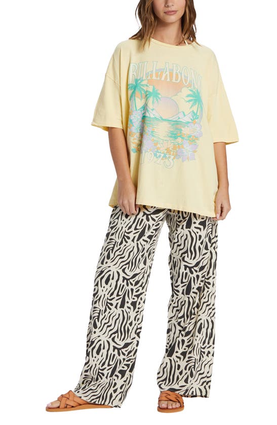 Shop Billabong Island Holiday Oversize Cotton Graphic T-shirt In Yellow