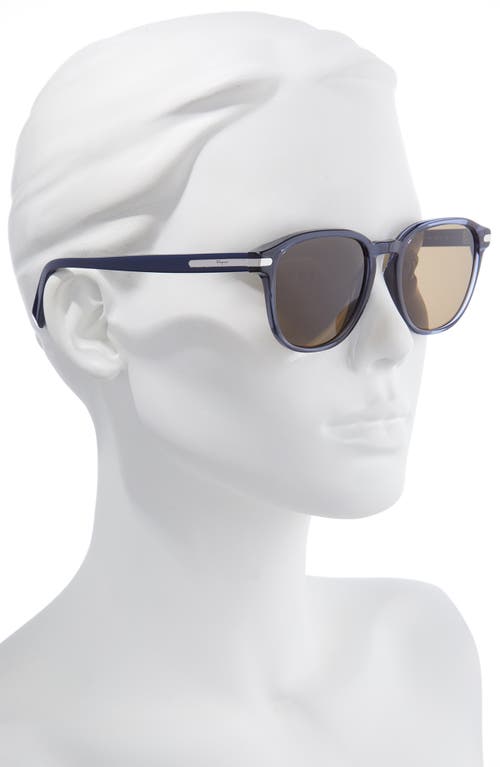 Shop Ferragamo Timeless 53mm Rectangular Sunglasses In Crystal Navy Blue/brown