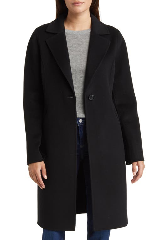 MICHAEL Michael Kors Notched Collar Longline Wool Blend Coat in Black