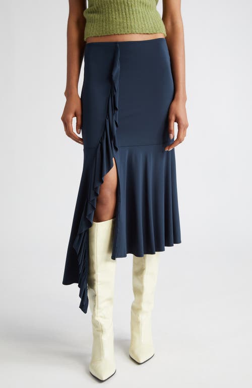 Paloma Wool Gelly Cascade Ruffle Asymmetric Jersey Skirt in Dark Navy at Nordstrom, Size Small