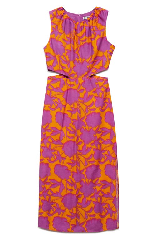 Mango Print Cutout Sleeveless Midi Dress In Orange