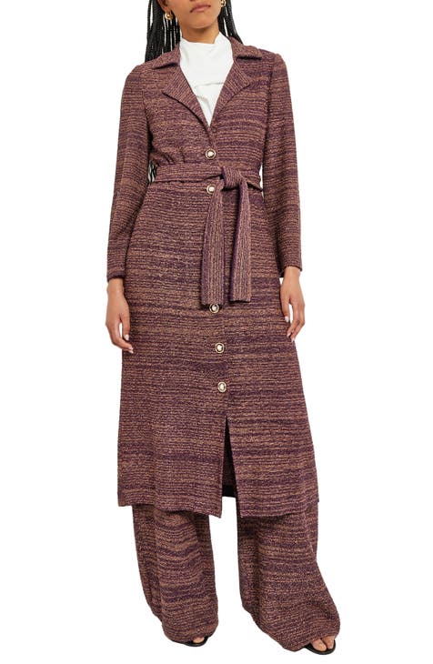 Tweed Belted Sweater Coat