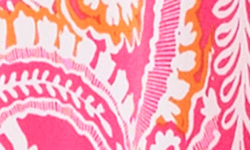 Chaus Paisley Tie Waist Midi Dress In Pink/orange/white