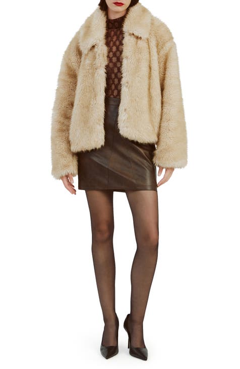 Faux fur jacket bardot hotsell