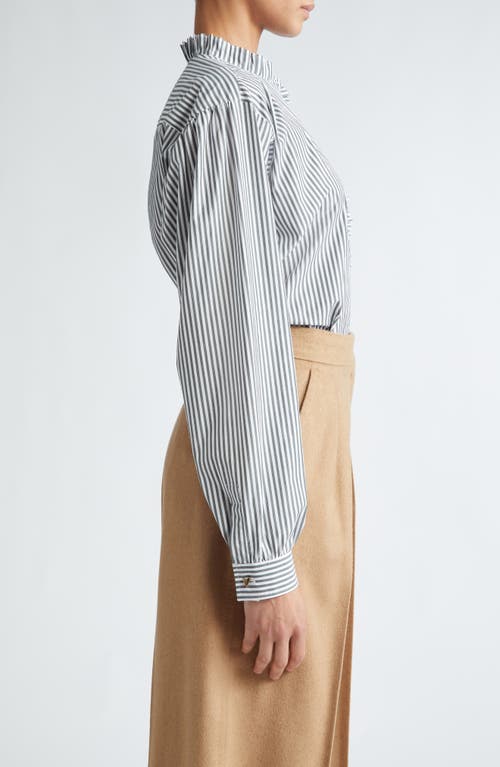 Shop Max Mara Didy Stripe Asymmetric Placket Silk Button-up Shirt