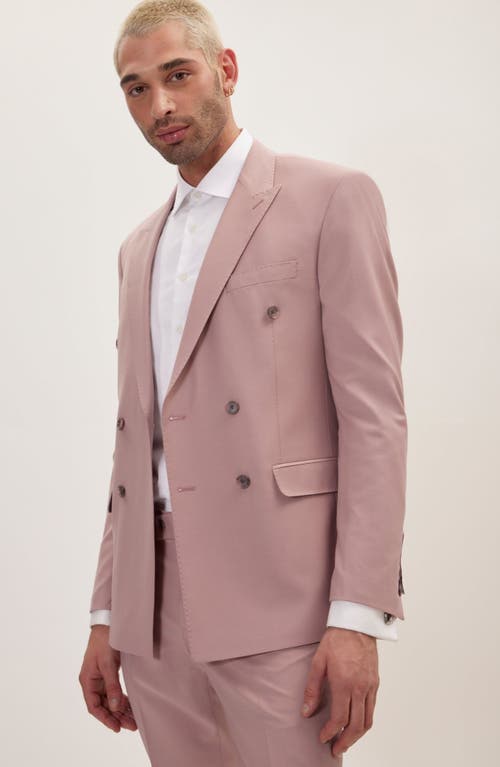 Ron Tomson Super 120s Wool Double Breasted Tuxedo Jacket In Blush