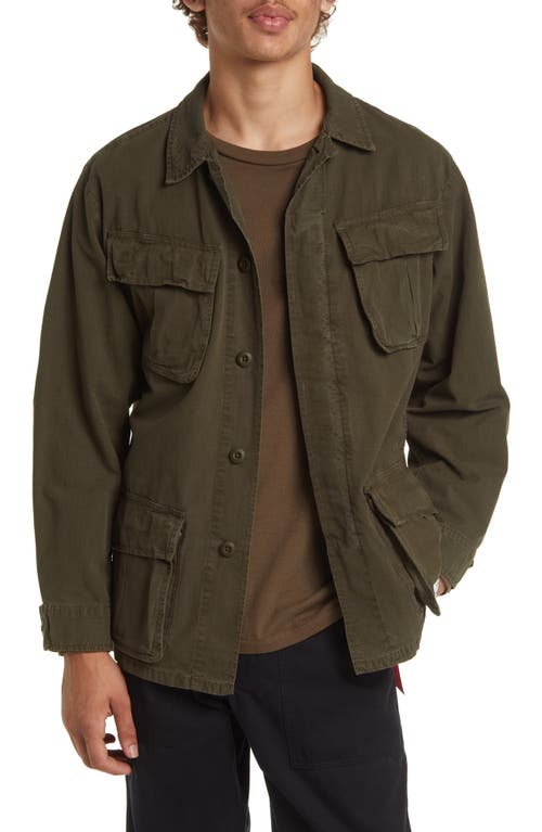 Alpha Industries Fatigue Cotton Shirt Jacket in Dark Green