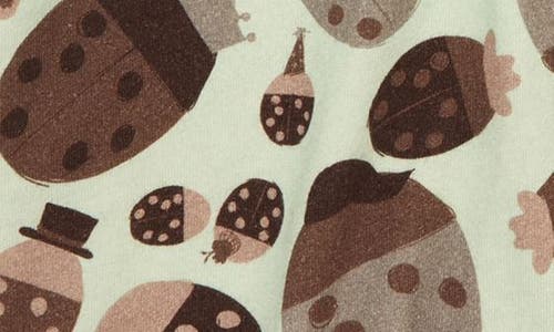 Shop Naseberry Ladybug Print Organic Cotton Polo In Brown/beige/green