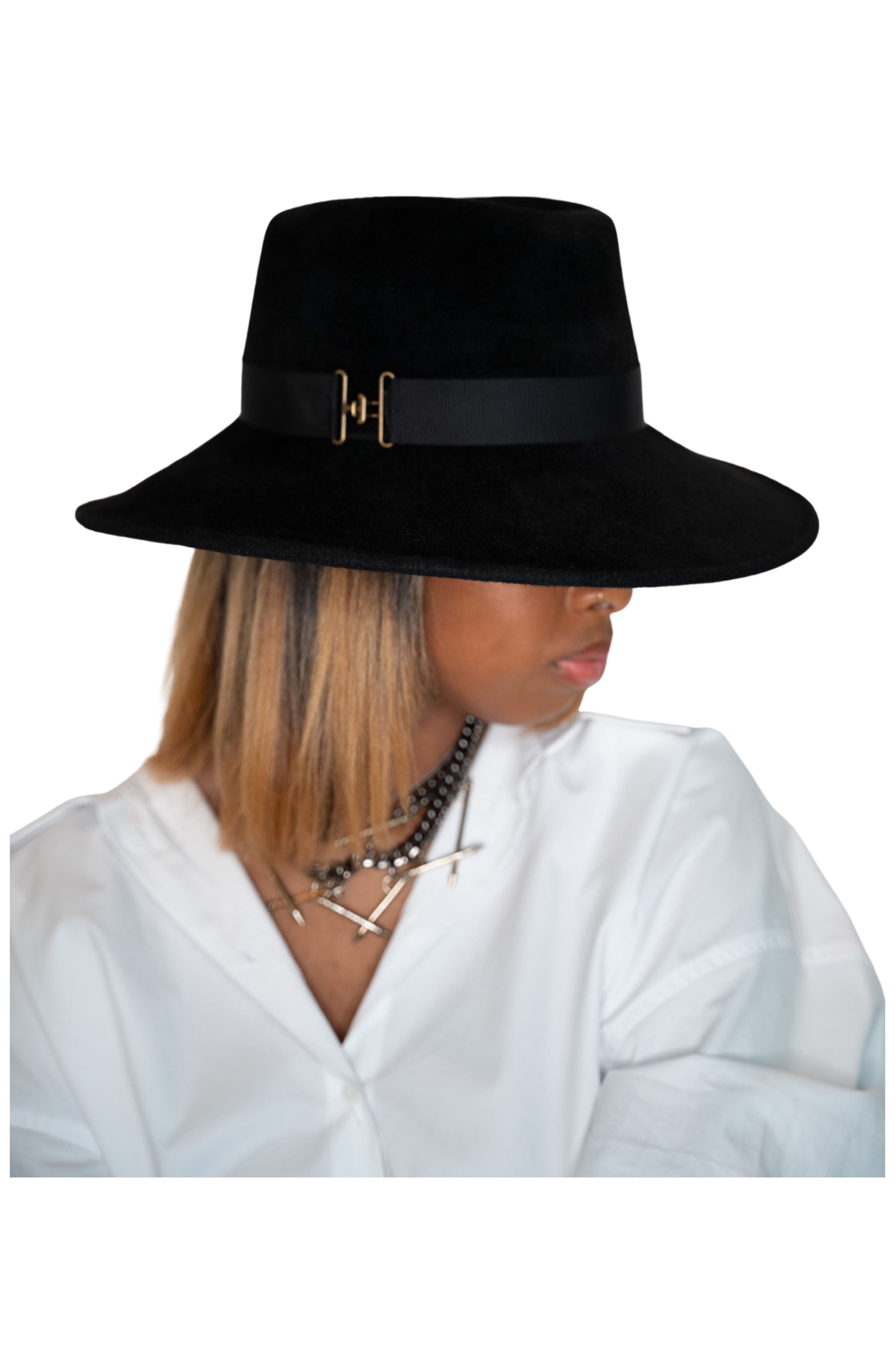 Frances Grey Wide Brim Fur Felt Hat 