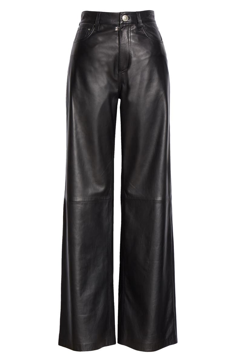 rag & bone High Waist Wide Leg Leather Pants, Alternate, color, 