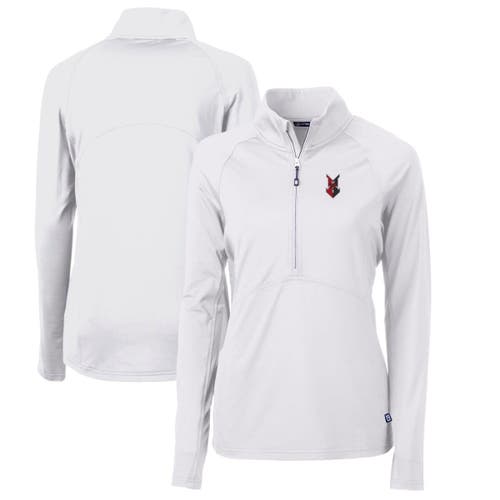 Women's Cutter & Buck White Indianapolis Indians Adapt Eco Knit Stretch Recycled Half-Zip Top