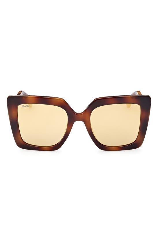 Shop Max Mara Square Sunglasses In Dark Havana / Brown Mirror