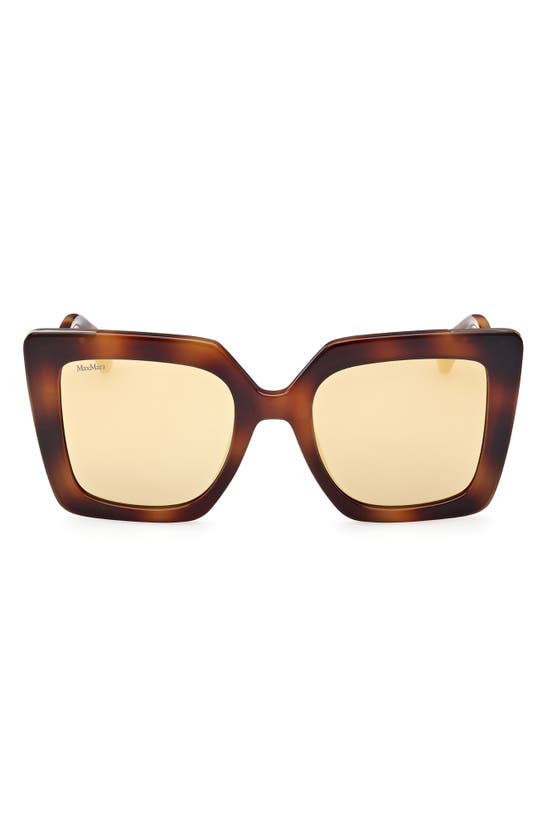 Max Mara Design 52mm Square Sunglasses In Dark Havana / Brown Mirror