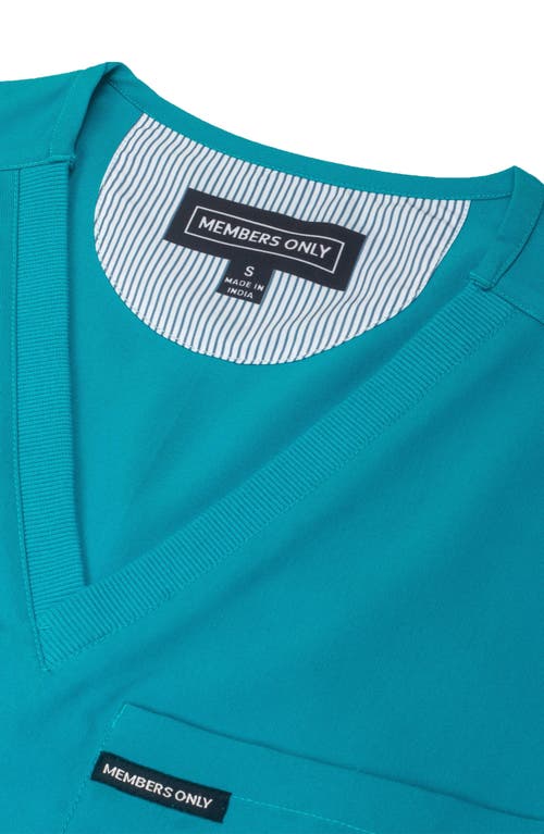 Shop Members Only Palermo 4-pocket Scrub Top In Teal