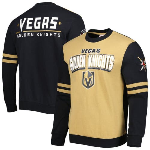 Men's Mitchell & Ness Black Vegas Golden Knights Allover Logo Pullover Sweatshirt