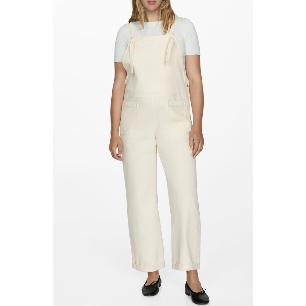 Mango Salopette De Grossesse En Jean In Off White