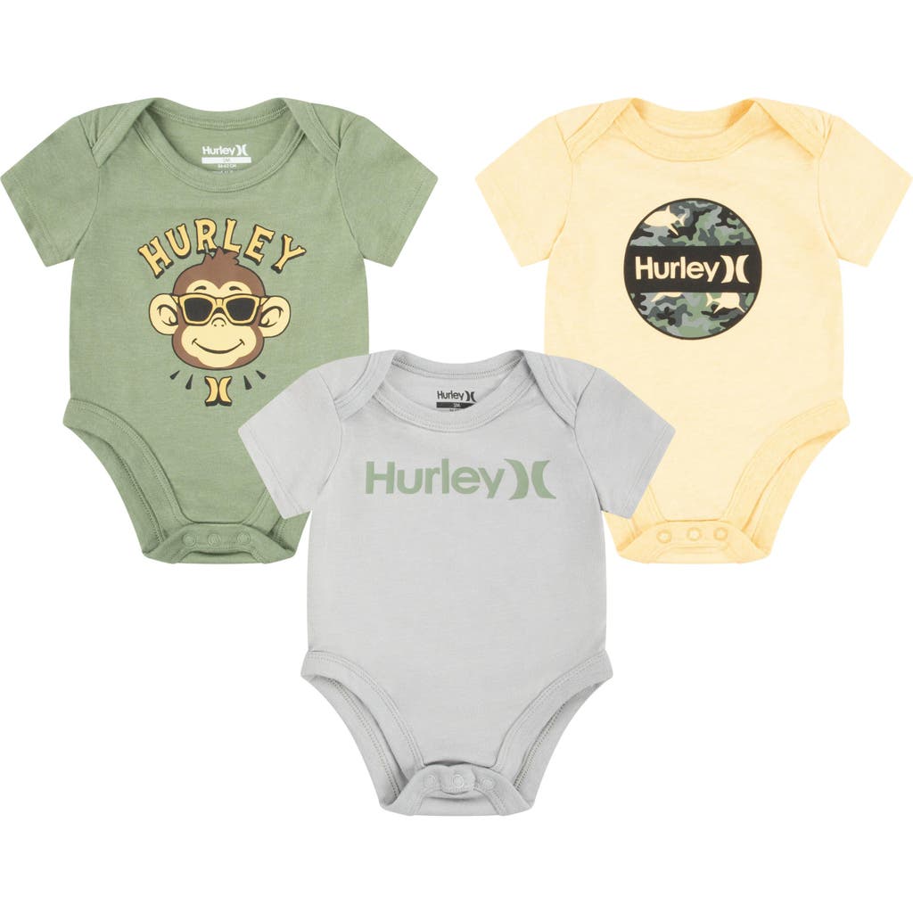 Hurley Kids'  Assorted 3-pack Bodysuits In Multi