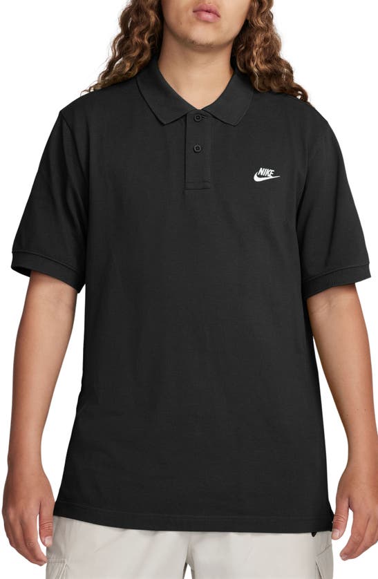 Shop Nike Club Short Sleeve Polo In Black/ White