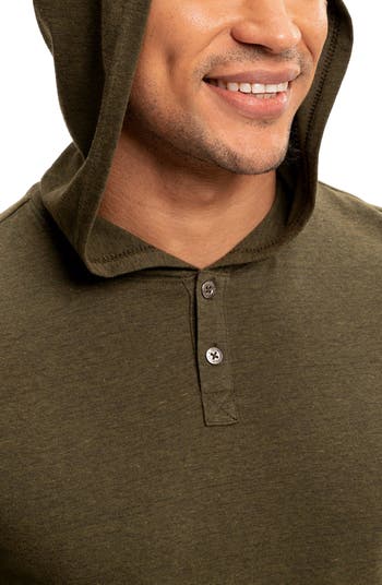 Threads 4 Thought Long Sleeve Henley Hoodie in Heather Fortress
