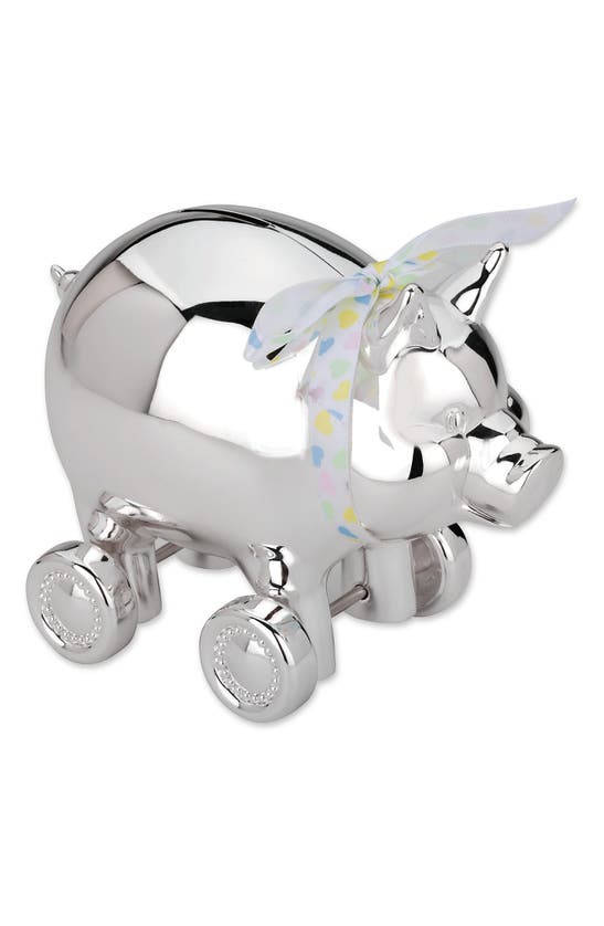 Reed & Barton Piggy With Wheels Silverplate Bank In Metallic Tones