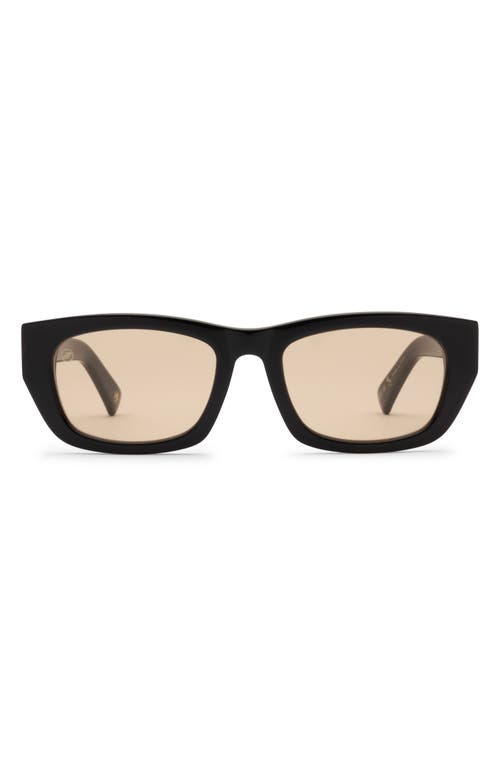 Catania 52mm Rectangular Sunglasses in Gloss Black/Amber