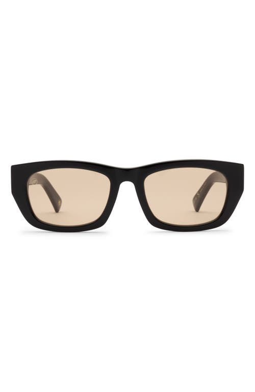 Shop Electric Catania 52mm Rectangular Sunglasses In Gloss Black/amber