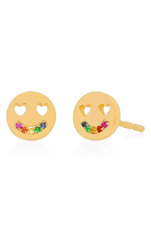 EF Collection Rainbow Happiness Stud Earring in Yellow Gold at Nordstrom