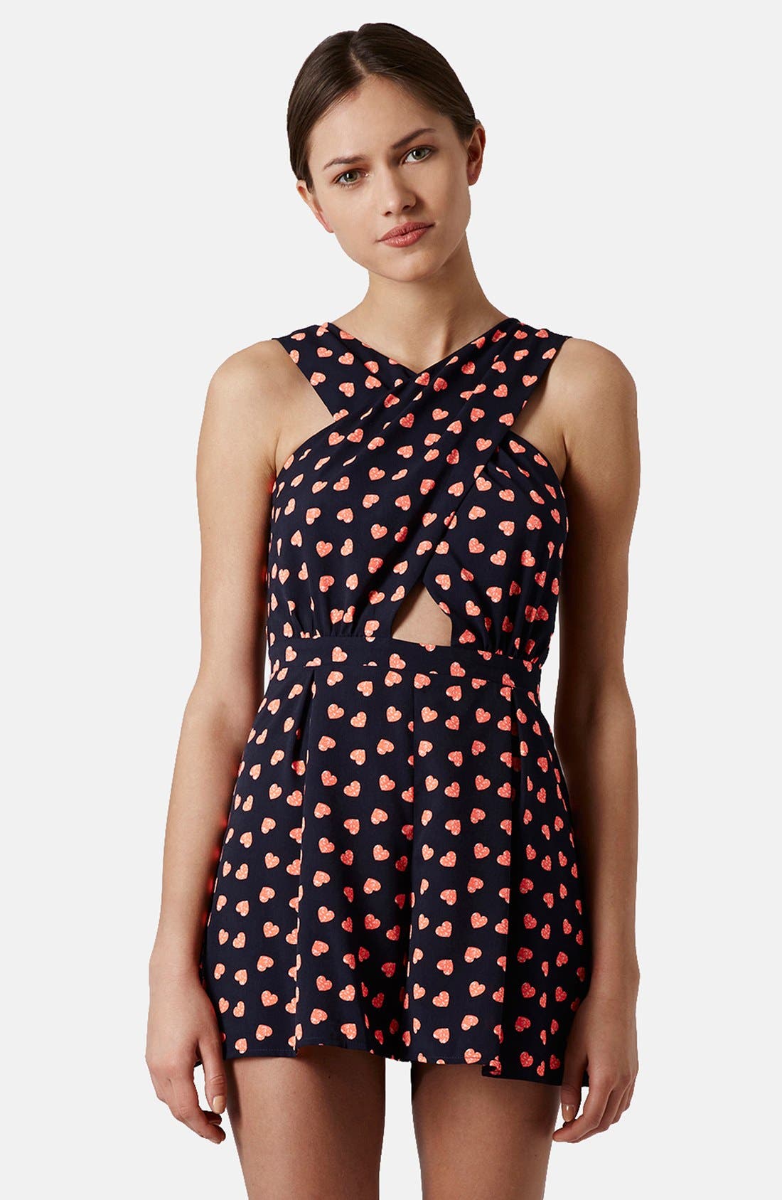 Heart Print Wrap Front Romper Nordstrom