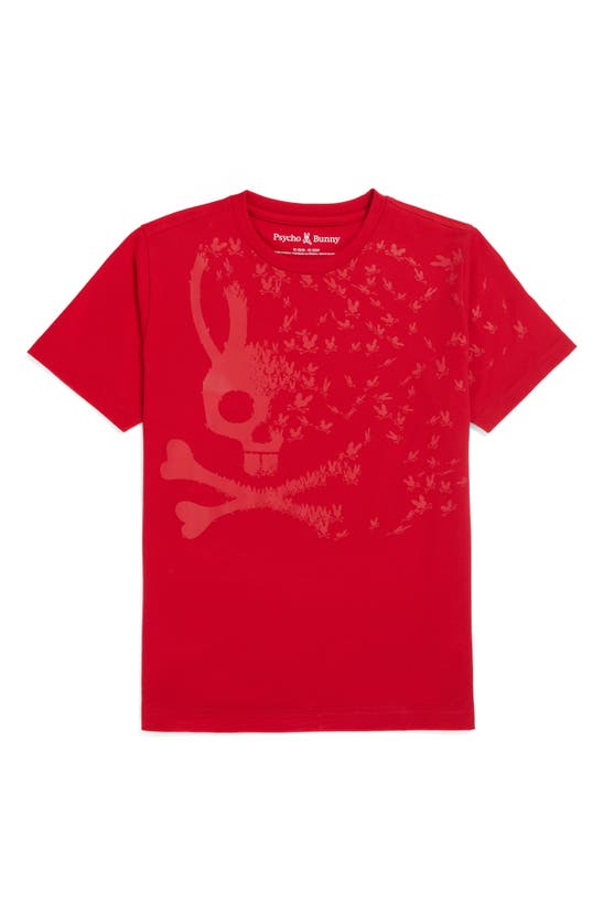 Psycho Bunny Kids' Mullen Bunny Pima Cotton Graphic Tee In Ruby Red
