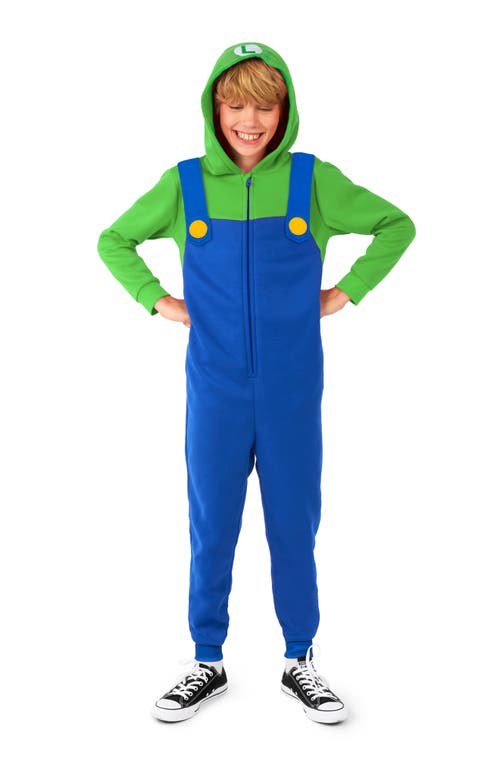 OppoSuits Kids' Super Mario Luigi Jumpsuit Blue at Nordstrom,
