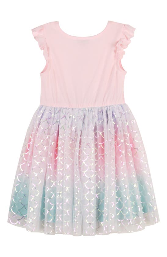 Shop Zunie Kids' Flutter Sleeve Mermaid Dress In Pink Multi