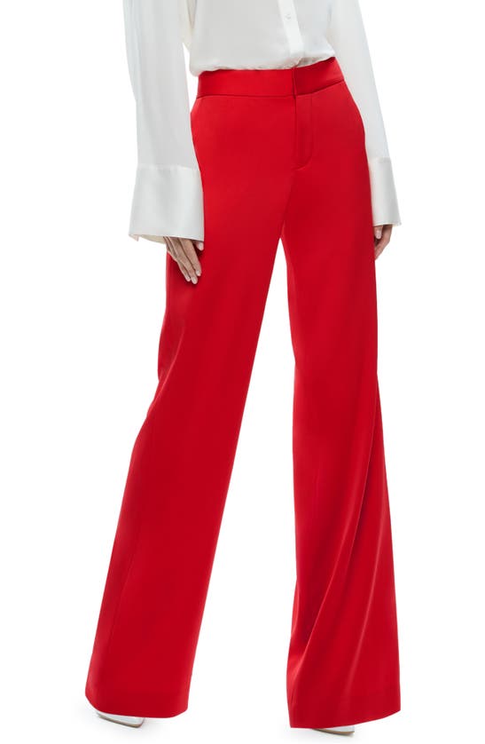 Shop Alice And Olivia Calvin High Waist Wide Leg Pants In Bright Ruby