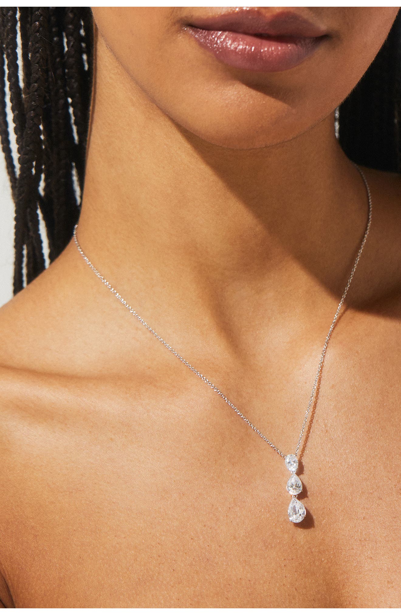 Rhodium Plate Nordstrom Cubic Zirconia Pendant Necklace Nadri