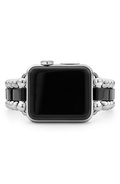 Shop Lagos Smart Caviar Black Ceramic & Stainless Steel Apple Watch® Watchband In Silver/black Ceramic