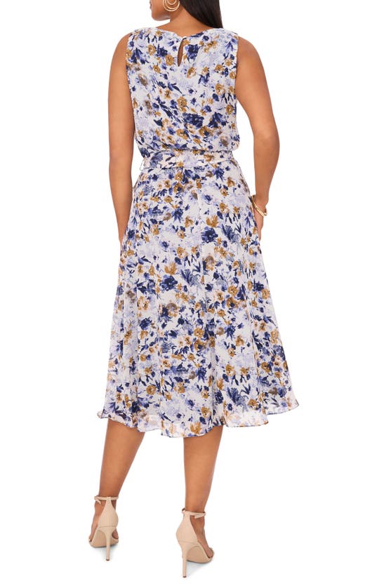 Shop Chaus Floral Sleeveless Midi Dress In Beige/ Blue