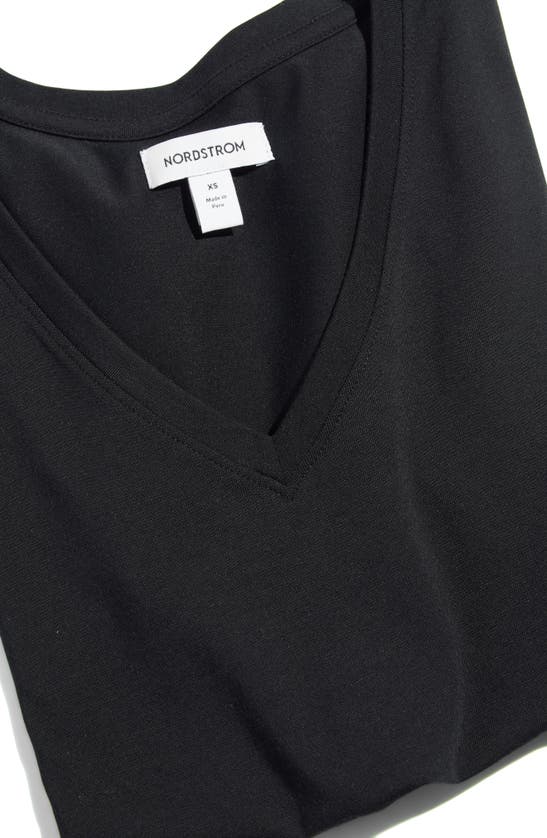 Shop Nordstrom Everyday V-neck Pima Cotton Blend T-shirt In Black