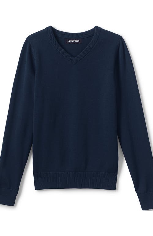 Lands' End School Uniform Boys Cotton Modal Fine Gauge V-neck Sweater In Classic Navy