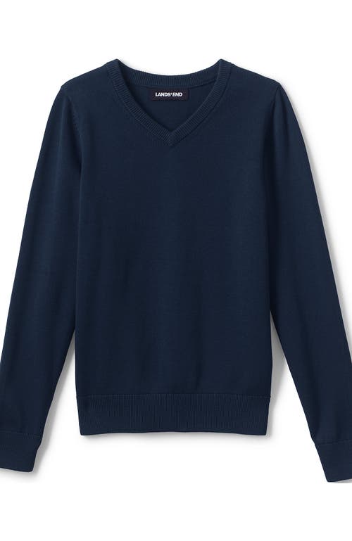 Shop Lands' End School Uniform Boys Cotton Modal Fine Gauge V-neck Sweater In Classic Navy