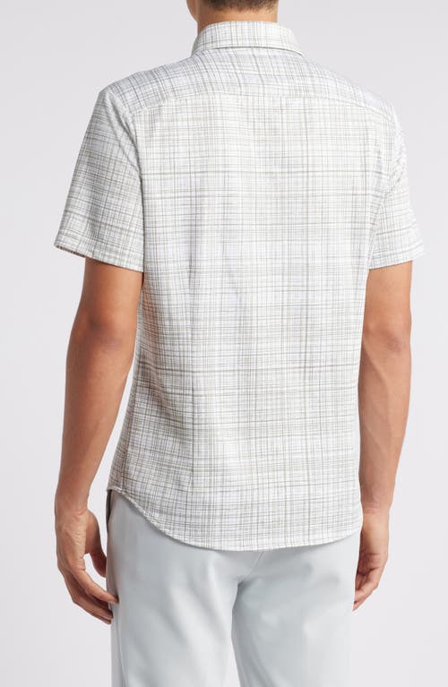 Shop Mizzen + Main Mizzen+main Halyard Short Sleeve Performance Knit Button-up Shirt In Sea Spray Breezy Plaid