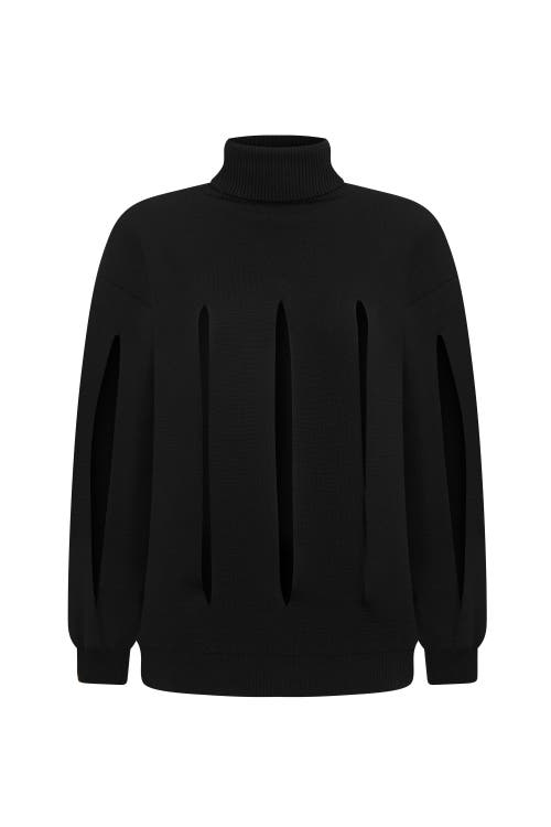 Shop Nocturne Knitted Sweater With Cut-out Detail In Black