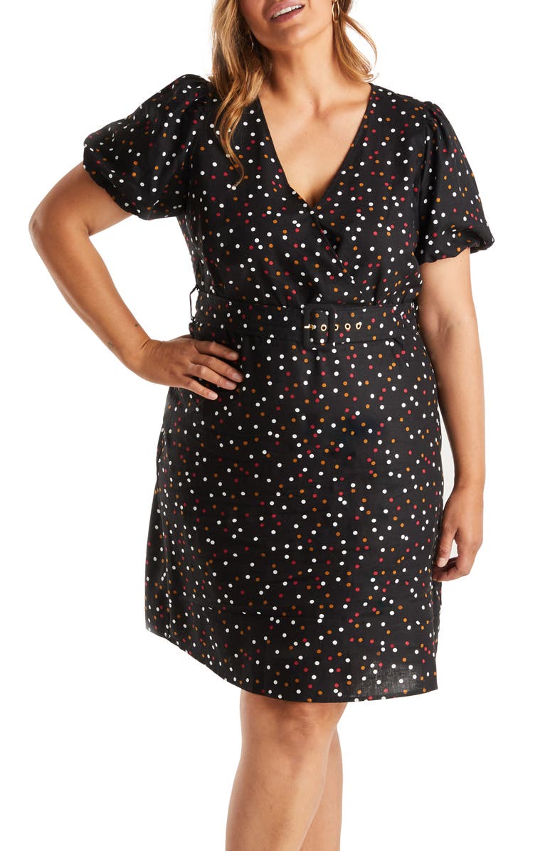 ESTELLE Confetti Faux Wrap Dress, Main, color, PRINT