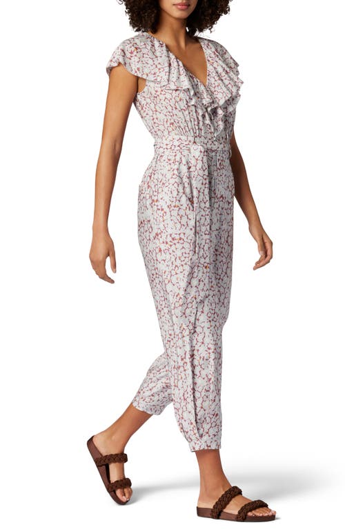 Shop Joie Nell Floral Ruffle Tie Waist Jumpsuit In Gray Dawn Multi