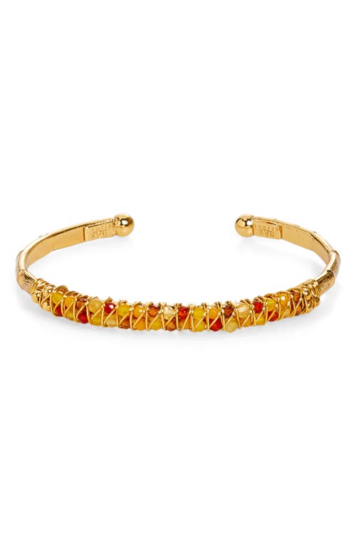 Shop Gas Bijoux Lyre Semiprecious Stone Bangle In Gold Orange Red