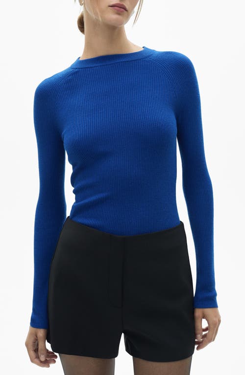 Mango Rib Crewneck Sweater In Ink Blue