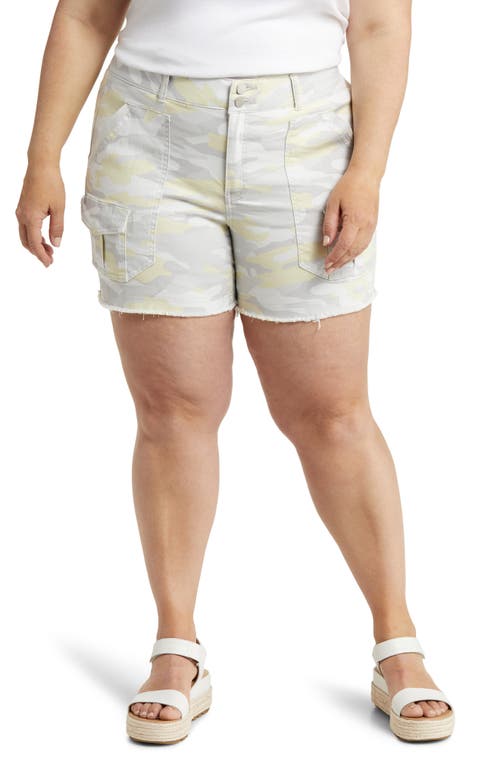 Wit & Wisdom 'Ab'Solution High Waist Fray Hem Cargo Shorts Lemon Grey at Nordstrom,