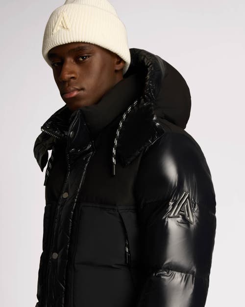 Alpenhaus Farlin Mixed Media Relaxed Fit Puffer With Removable Hood In Black