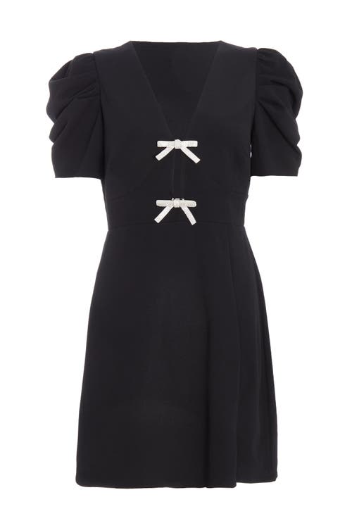 Shop Quiz Scuba Crepe Bow Detail Mini Dress In Black